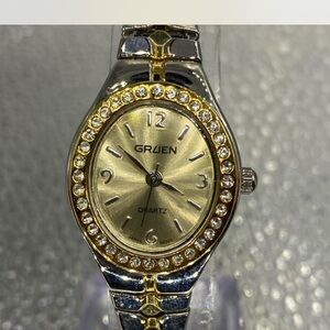 *** Gruen ^^^  Two-Tone Crystal Accent Quartz Watch - Gold